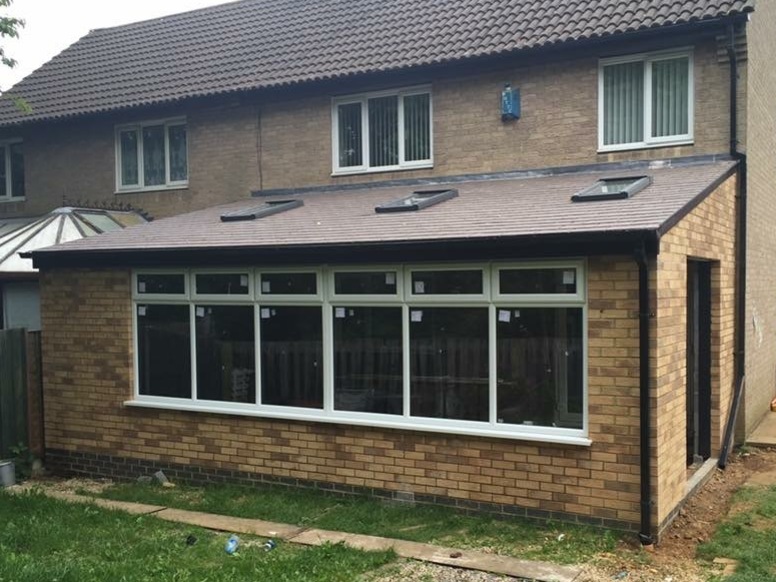 Lean to style home extension with solid roof, Northampton